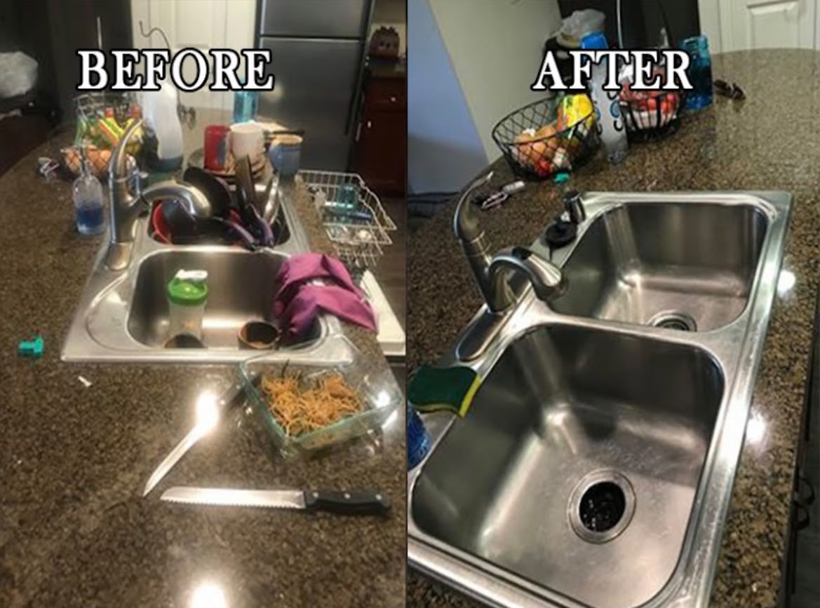 Sink before and after