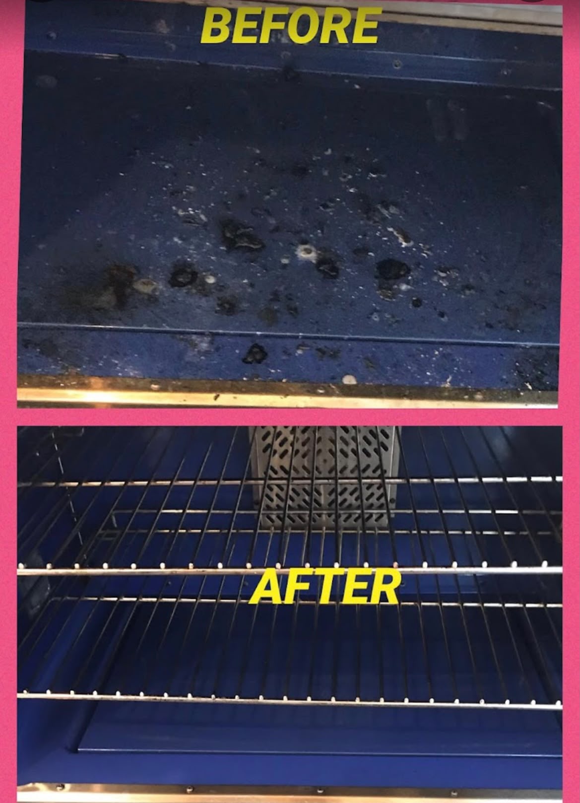 Commercial oven before and after