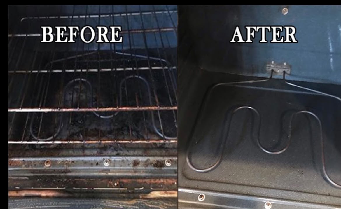 Oven deep cleaning before and after